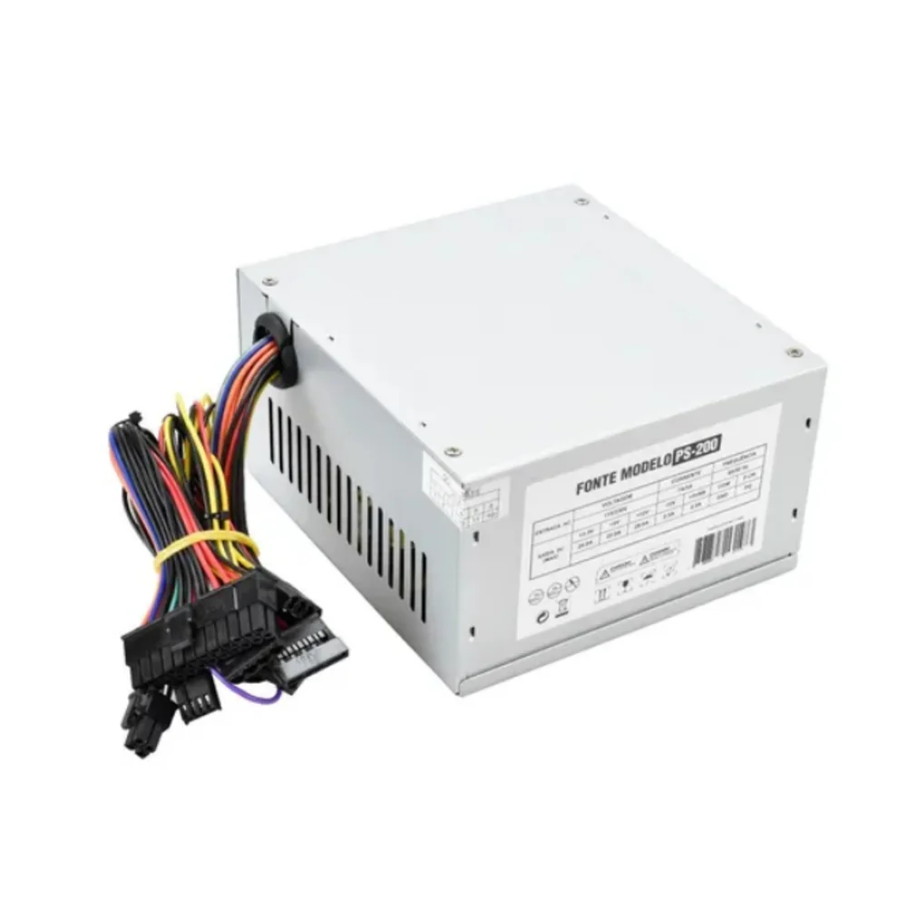Fonte Evus ATX, 200W, 12V, Sem Cabo, 24P, 2SATA, Com Caixa - PS-200 Fonte Evus ATX, 200W, 12V, Sem Cabo, 24P, 2SATA, Com Caixa - PS-200