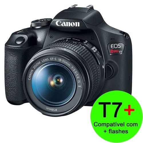 Câmera Canon Eos T7+ 18-55mm, 24.1 Mpx, Tela 3.0 9, Pontos De Foco Garantia Oficial Câmera Canon Eos T7+ 18-55mm, 24.1 Mpx, Tela 3.0 9, Pontos De Foco Garantia Oficial