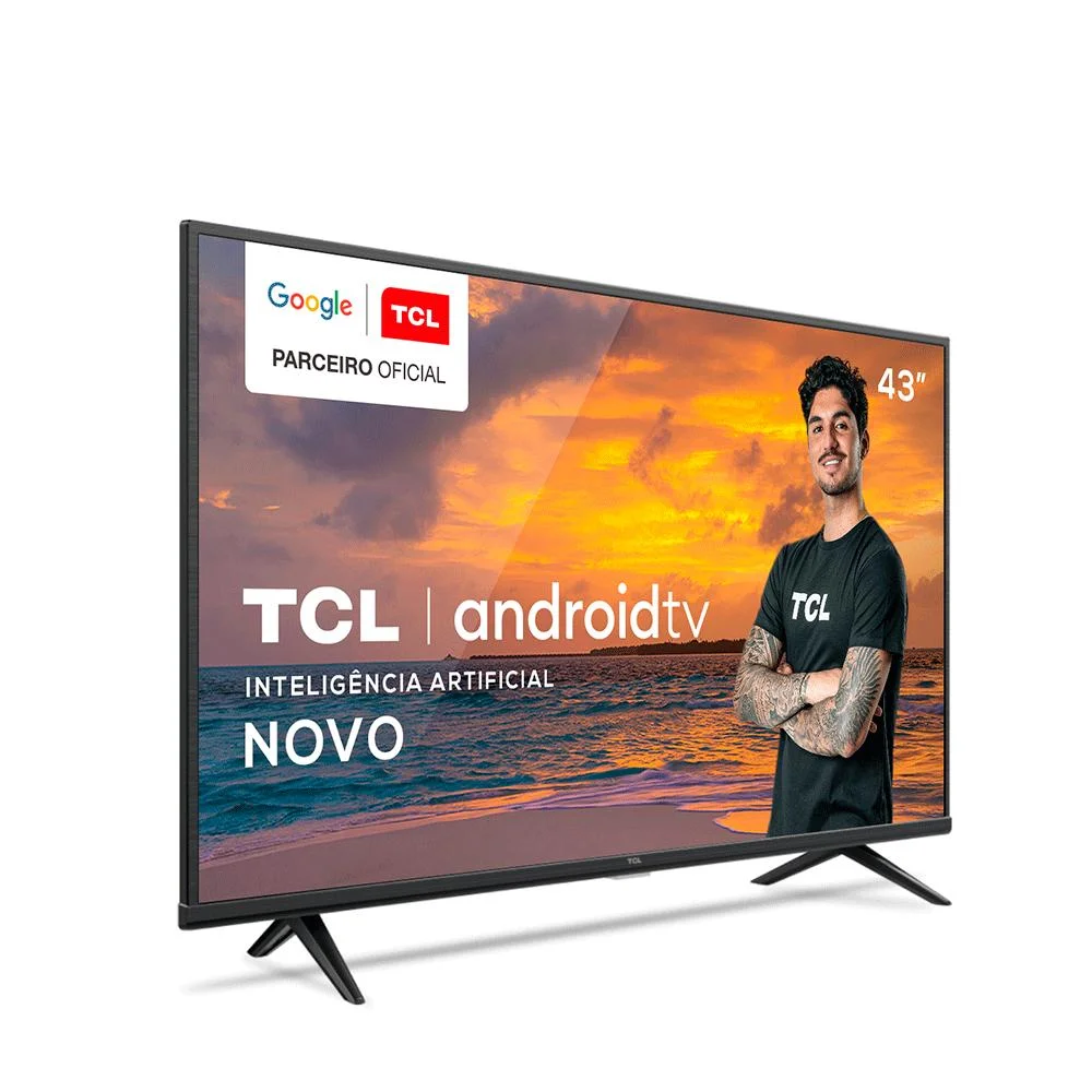 Smart TV LED TCL 43 Polegadas 4K, Wi-Fi, Bluetooth, UHD, Android, TV, Comando De Voz, Bivolt, Preto - 43P615 Smart TV LED TCL 43 Polegadas 4K, Wi-Fi, Bluetooth, UHD, Android, TV, Comando De Voz, Bivolt, Preto - 43P615