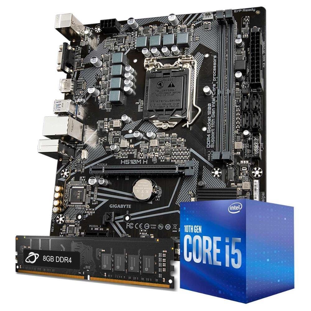 Kit Upgrade i5 10400F + Placa Gigabyte H510M-H + Memória 8GB