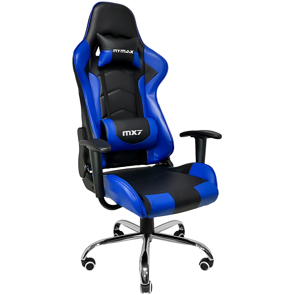 Cadeira Gamer Mymax Mx7, Até 150Kg, Giratória, Preto E Azul Cadeira Gamer Mymax Mx7, Até 150Kg, Giratória, Preto E Azul