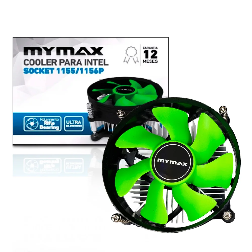 may Cooler para Processador Intel 80mm Preto Verde