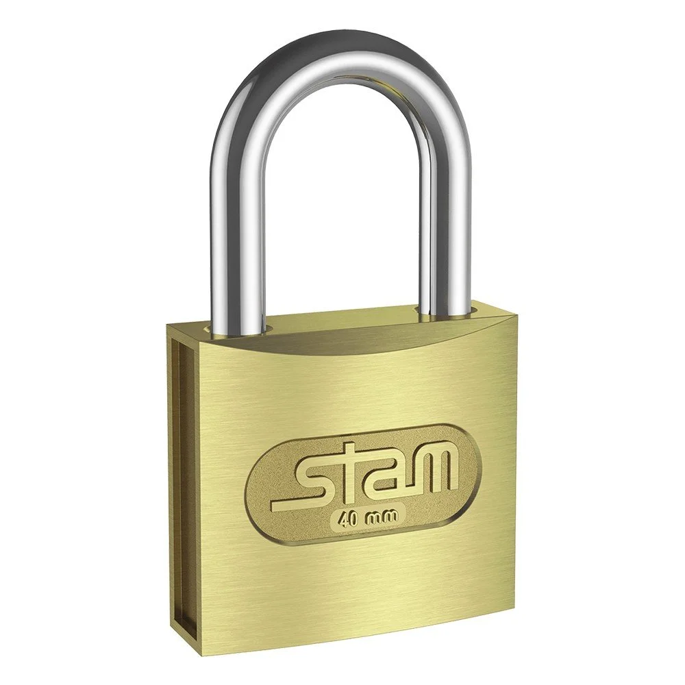 Cadeado 40 Mm Zamac Latonado E-coat Com Chave Encartelado Stam