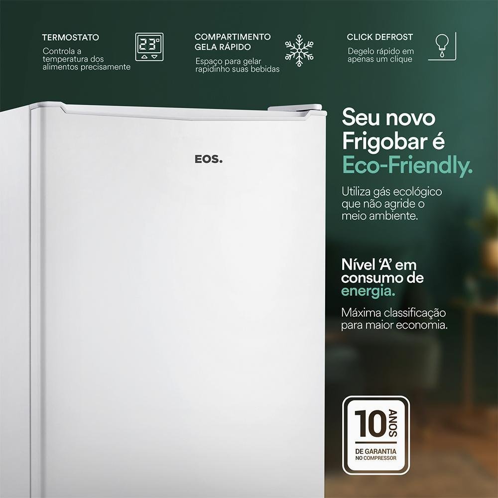 Frigobar EOS Ice Compact 93L, 220V, Branco, Prateleiras Reguláveis, Termostato, Porta Cega - Efb101