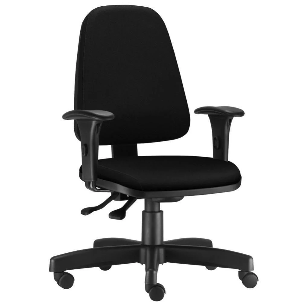 Kit 02 Cadeiras Giratória Sky L02, Diretor Executiva, Couro Sintético Preto - Lyam Decor