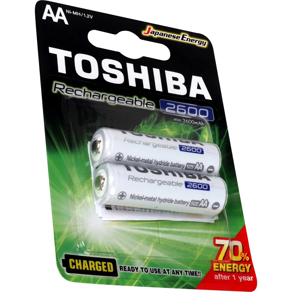 Pilha Recarregável AA 1,2V 2600mAh TNH6GAE TOSHIBA (Cartela com 2 unid.)