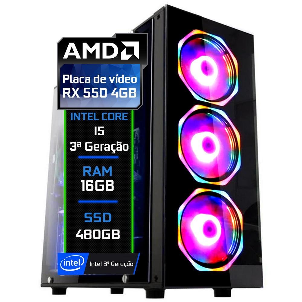 PC Gamer Fácil I5 Geraço 3 16GB AMD RX 550 KaBuM