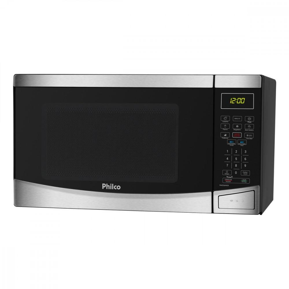 Microondas 28 Litros, 1400W, Inox E Prata, Philco - 110V Microondas 28 Litros, 1400W, Inox E Prata, Philco - 110V