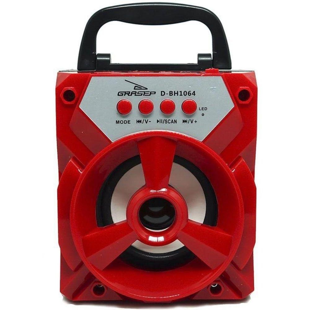 Caixa De Som Portátil Bluetooth Mp3 Usb Radio Fm Aux D-bh1064 Vermelha