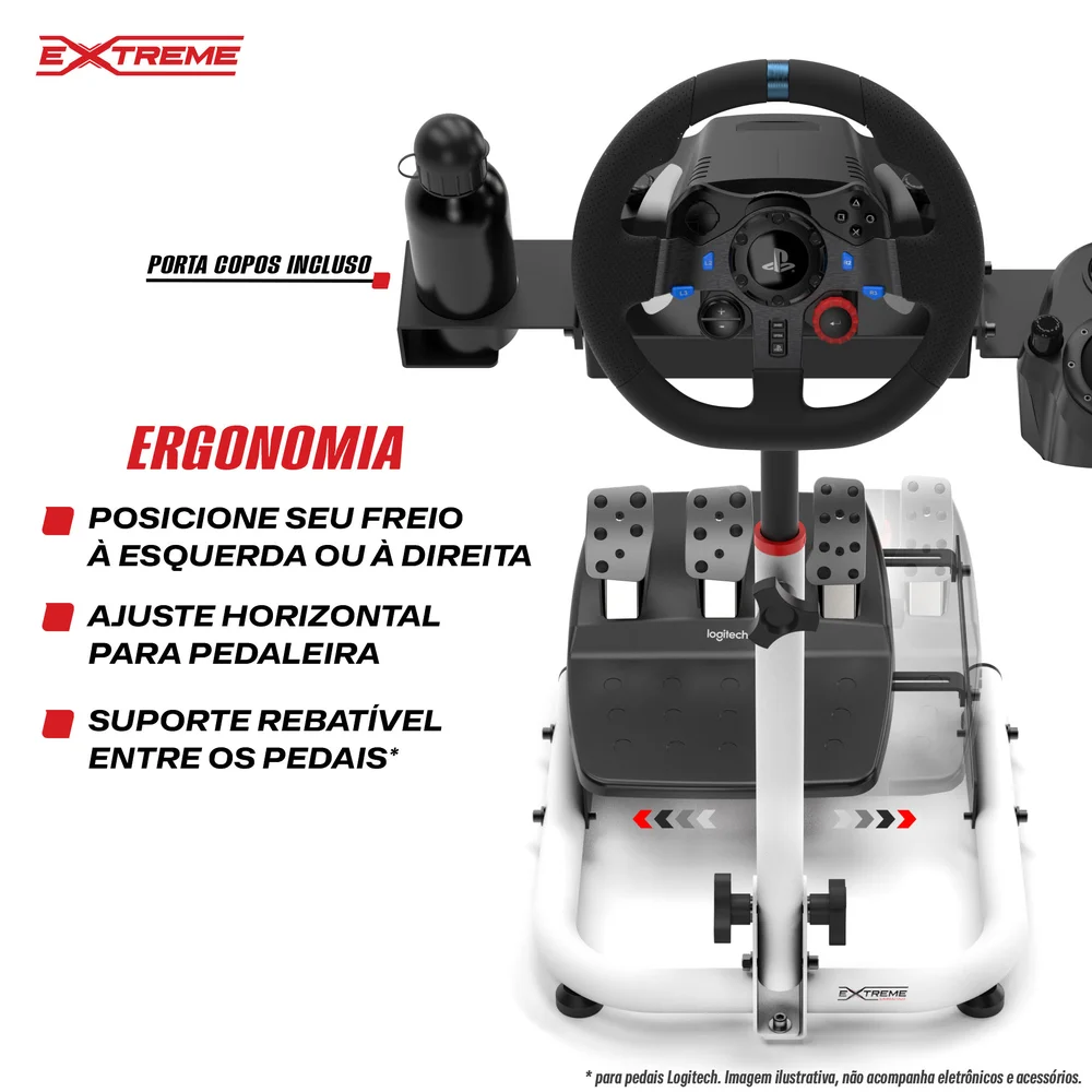 Suporte Para Volante SPRO Extreme Simracing, Logitech G27, g29, g920, g923 compativel com Fanatec, Thrustmaster, Simagic, Branco Suporte Para Volante SPRO Extreme Simracing, Logitech G27, g29, g920, g923 compativel com Fanatec, Thrustmaster, Simagic, Branco