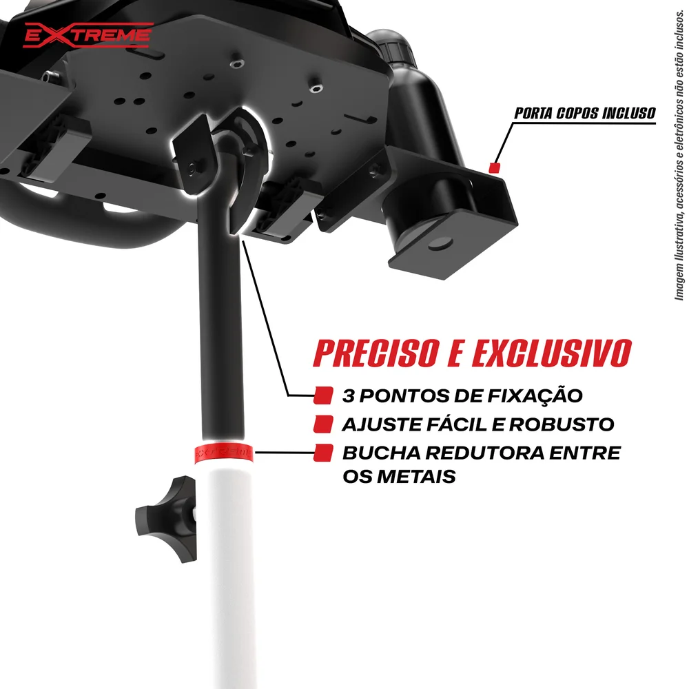 Suporte Para Volante SPRO Extreme Simracing, Logitech G27, g29, g920, g923 compativel com Fanatec, Thrustmaster, Simagic, Branco Suporte Para Volante SPRO Extreme Simracing, Logitech G27, g29, g920, g923 compativel com Fanatec, Thrustmaster, Simagic, Branco