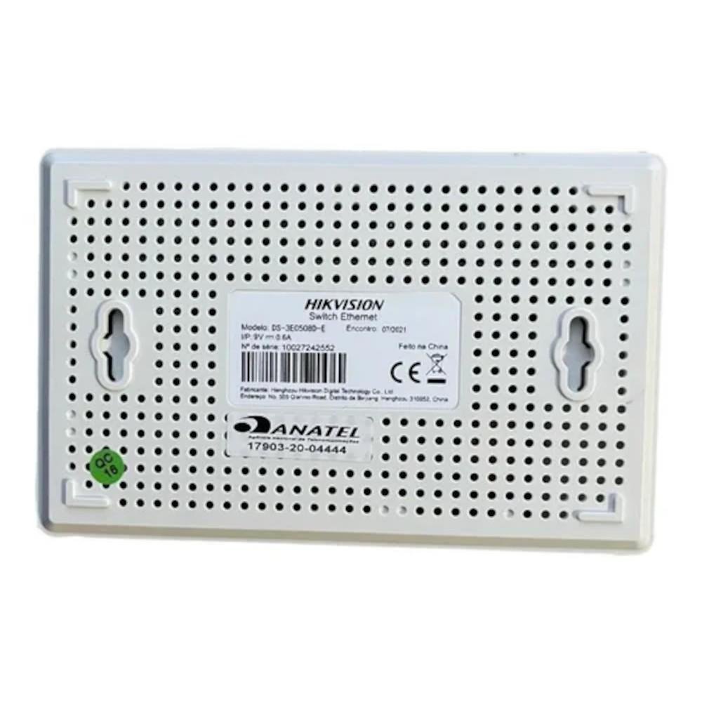 Switch Hikvision, 10/100/1000Mbps, Gigabit Ethernet, 8 Portas - DS-3E0508D-E