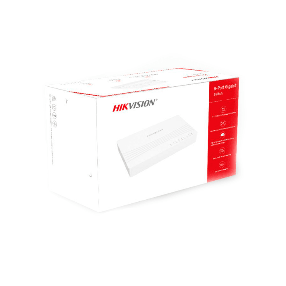 Switch Hikvision, 10/100/1000Mbps, Gigabit Ethernet, 8 Portas - DS-3E0508D-E