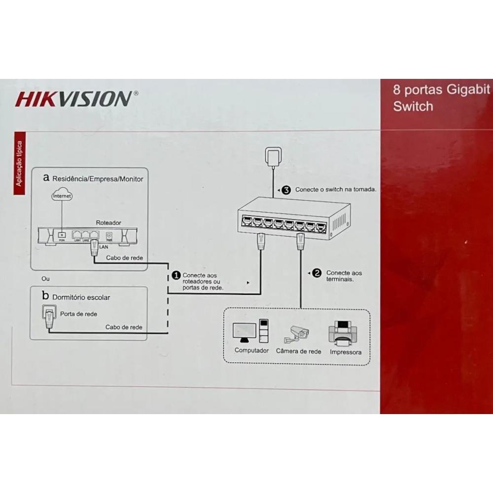 Switch Hikvision, 10/100/1000Mbps, Gigabit Ethernet, 8 Portas - DS-3E0508D-E