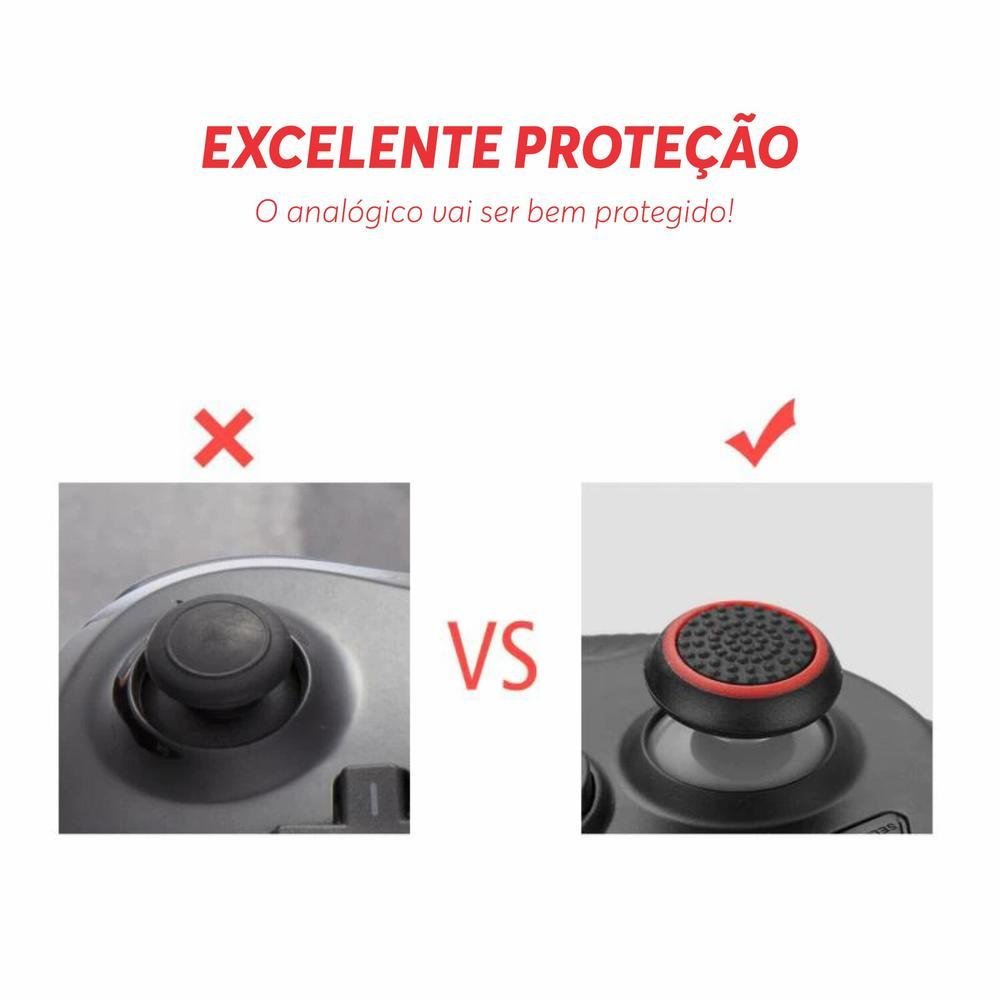 1 Par De Grips P/ Controle Anti Derrapante Silicone Botão Analógico Do Joystick Cor: Branco