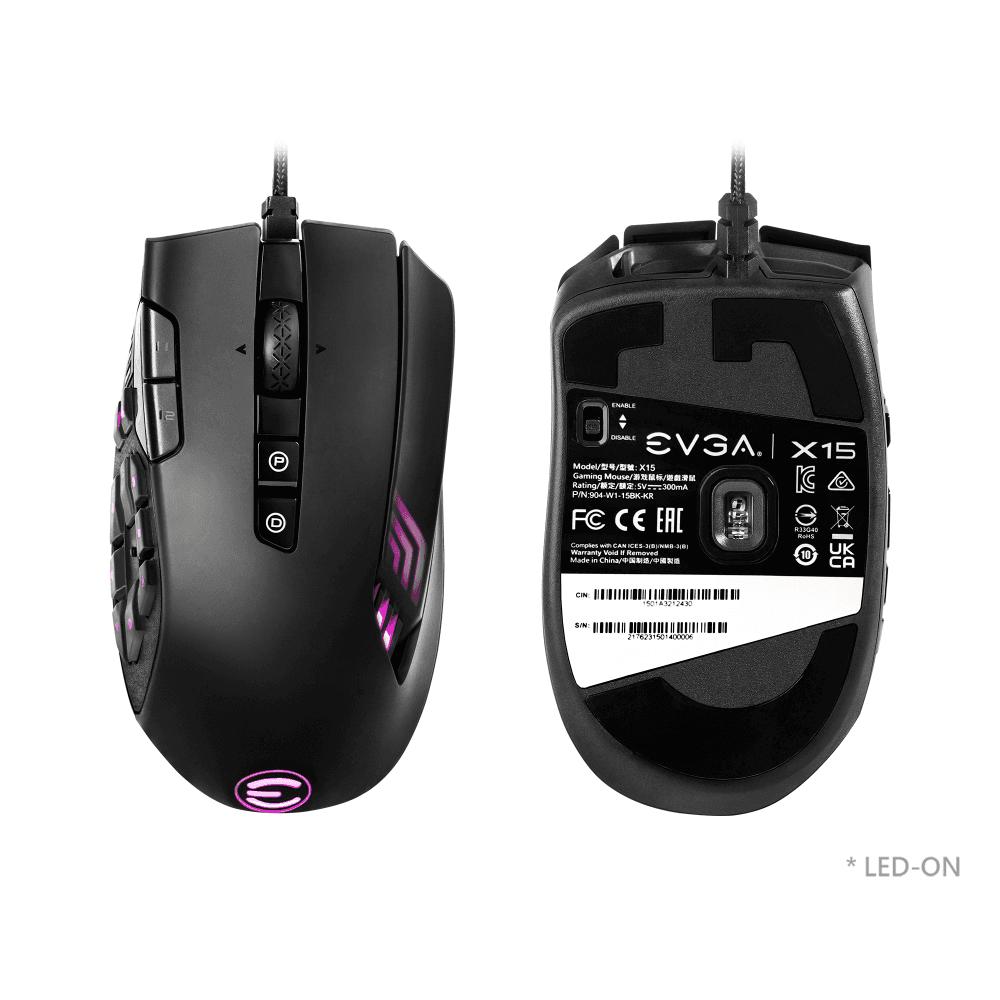 EVGA　X15 12ボタン　8000ポーリングレート　マウス Mouse Evga X15 Rgb Mmo 16000 Dpi 20 Botoes KaBuM