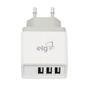 Carregador De Parede Usb Universal, 3 Portas Usb (2x 1a + 1x 2.4a) 3.4a, Carga Rápida, Branco, Wc3s, Elg