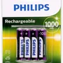 Pilha Recarregável Philips, AAA, Com 4 Palito, 1000MAH
