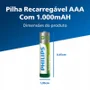 Pilha Recarregável Philips, AAA, Com 4 Palito, 1000MAH
