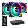 Kit 3 Coolers Duo 12 Pro ARGB + HUB + Controle Aerocool