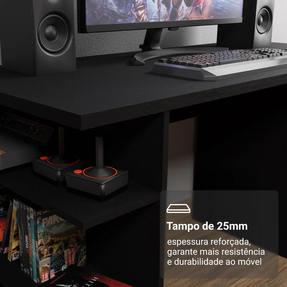 Mesa Madesa 9409, Para Computador Gamer, Preto Mesa Madesa 9409, Para Computador Gamer, Preto