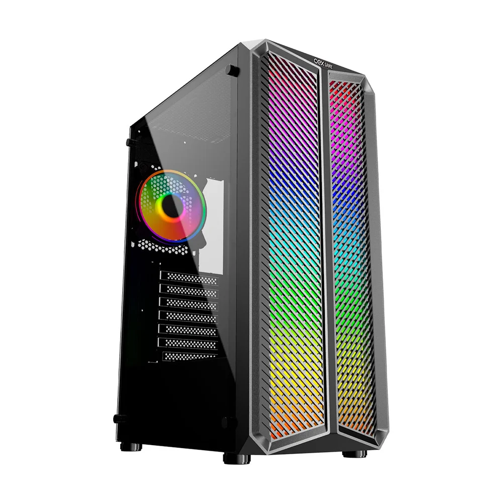 Gabinete Gamer Oex Haven Gh300, Lateral Em Vidro, 1x Cooler Led RGB 120mm, USB 3.0, Preto Gabinete Gamer Oex Haven Gh300, Lateral Em Vidro, 1x Cooler Led RGB 120mm, USB 3.0, Preto