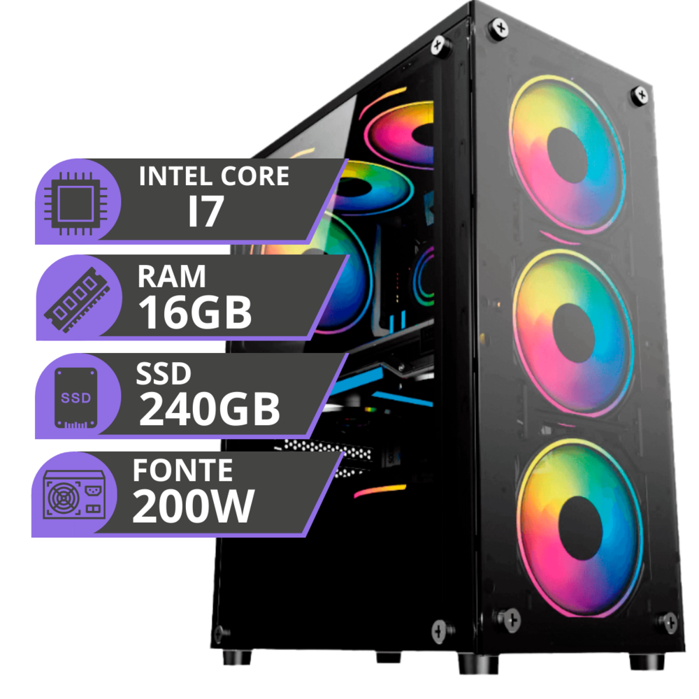 Pc Gamer Mrp Intel Core I7 3.4GHz, 16GB, SSD 240GB, Windows 10, Preto - RGB