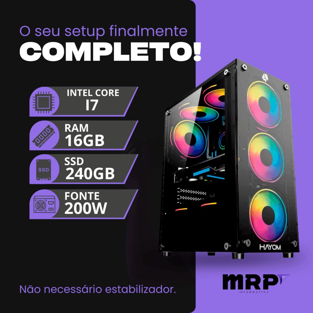 Pc Gamer Mrp Intel Core I7 3.4GHz, 16GB, SSD 240GB, Windows 10, Preto - RGB em Campinas - foto 3