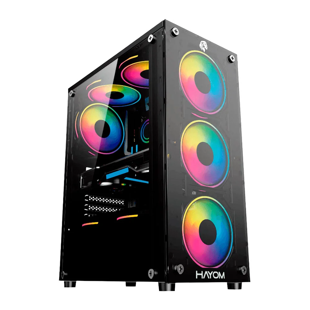 Gabinete Gamer Hayom Gb1729, ATX, Lateral e Frontal em Vidro Temperado, 4x Cooler, Preto Gabinete Gamer Hayom Gb1729, ATX, Lateral e Frontal em Vidro Temperado, 4x Cooler, Preto