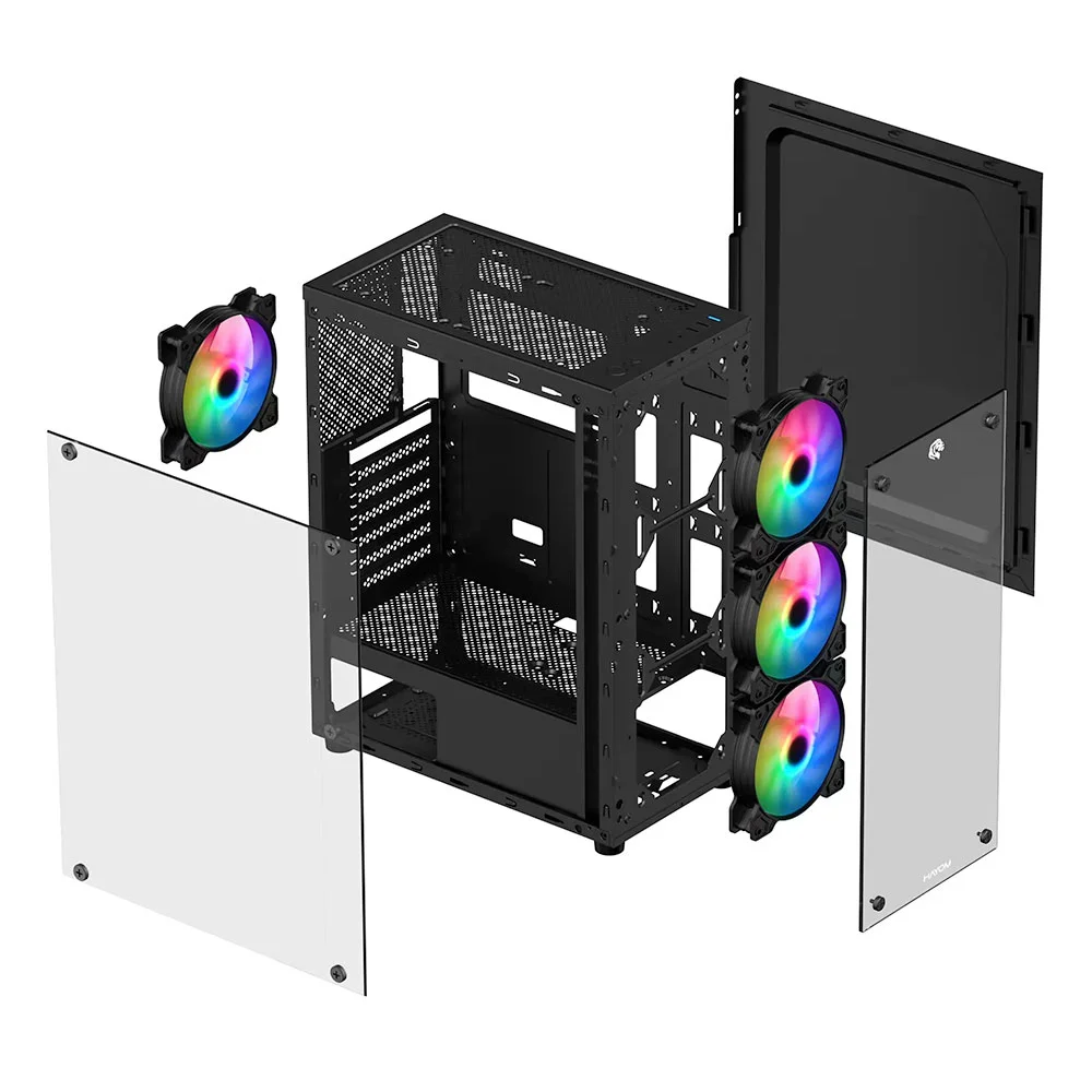 Gabinete Gamer Hayom Gb1729, ATX, Lateral e Frontal em Vidro Temperado, 4x Cooler, Preto Gabinete Gamer Hayom Gb1729, ATX, Lateral e Frontal em Vidro Temperado, 4x Cooler, Preto