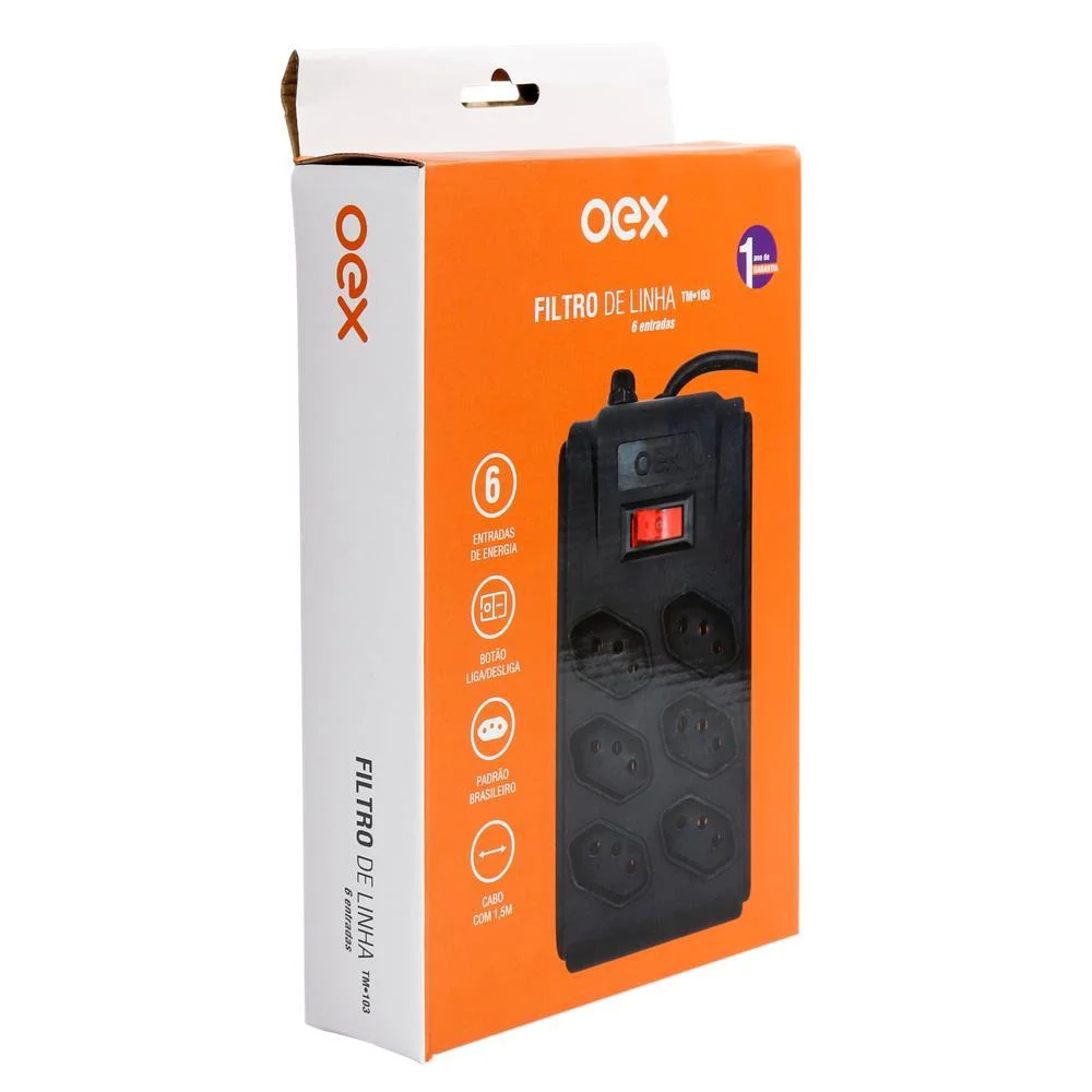 Filtro De Linha Oex Tm103 6 Entradas 15M KaBuM