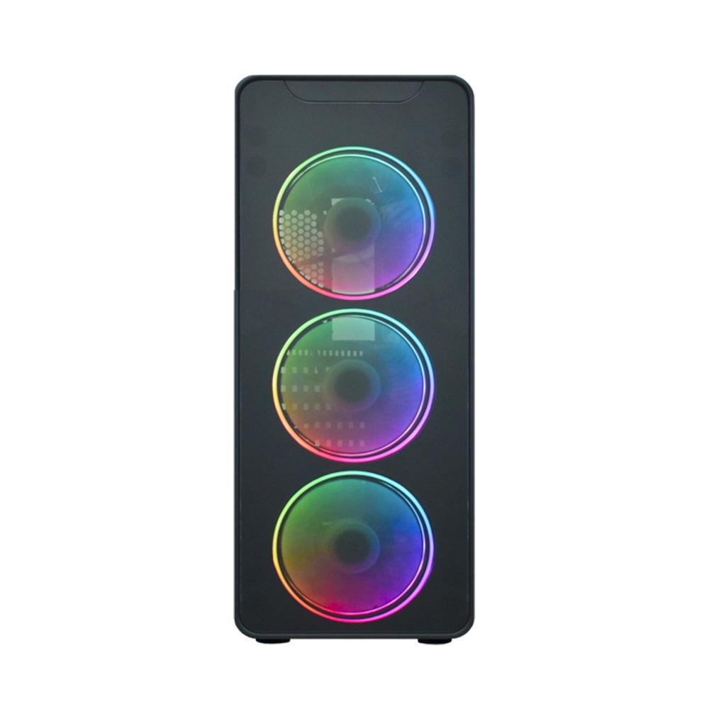 Gabinete Gamer K-mex A2g8 Infinity Streamer, Mid Tower, ArGB, ATX, Lateral Full Acrílico Transparente, C/ 3 Fans ARGB, Preto + Controle