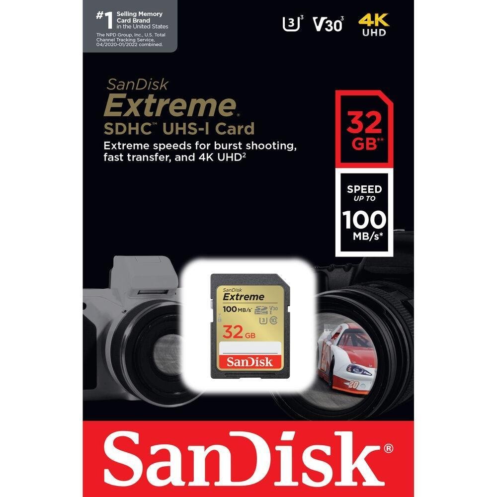 Cartão Sdhc Sandisk, Extreme 32GB - 100MB/s
