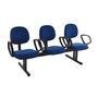 Cadeira Office Design Office Móveis Executiva Em Longarina, até 120 kg, Com 3 Lugares, Linha Robust, Azul