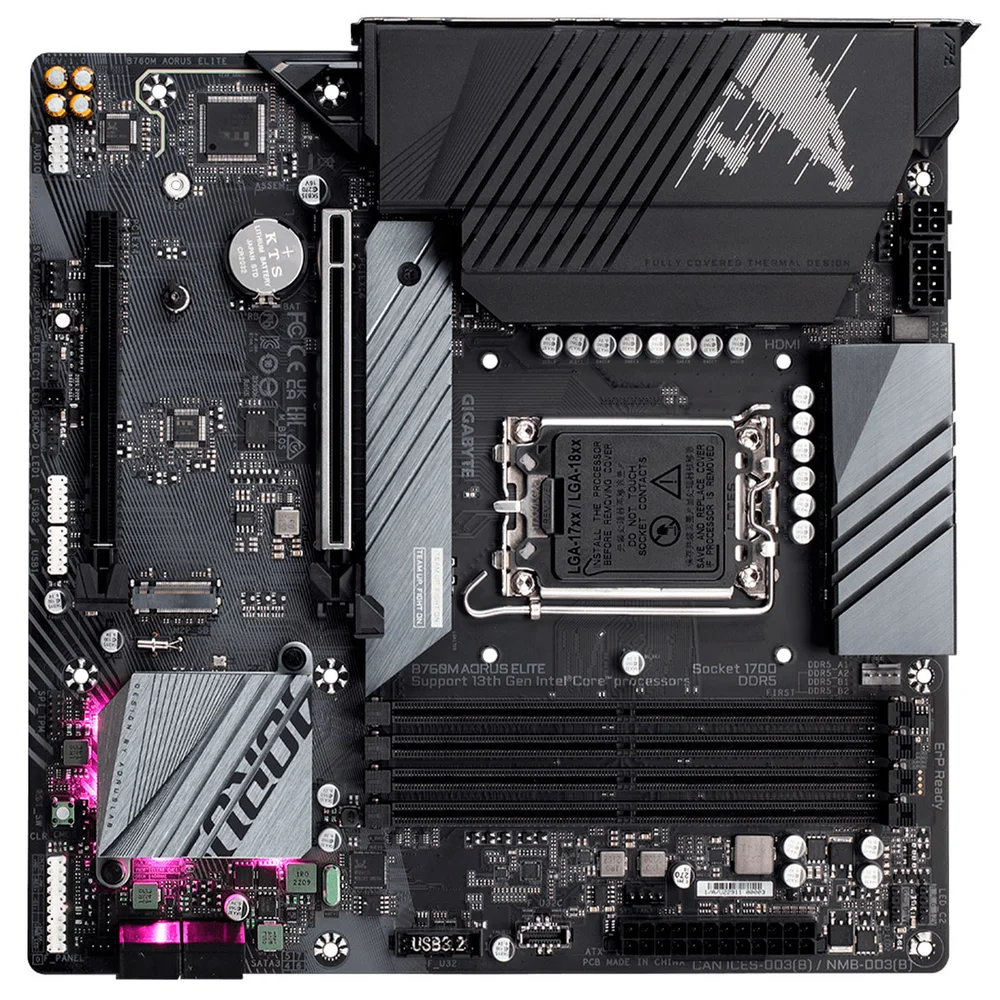 Placa Mãe Gigabyte B760m Aorus Elite, Intel 13ª/12ª Geração, LGA 1700, DDR5, Micro ATX Placa Mãe Gigabyte B760m Aorus Elite, Intel 13ª/12ª Geração, LGA 1700, DDR5, Micro ATX