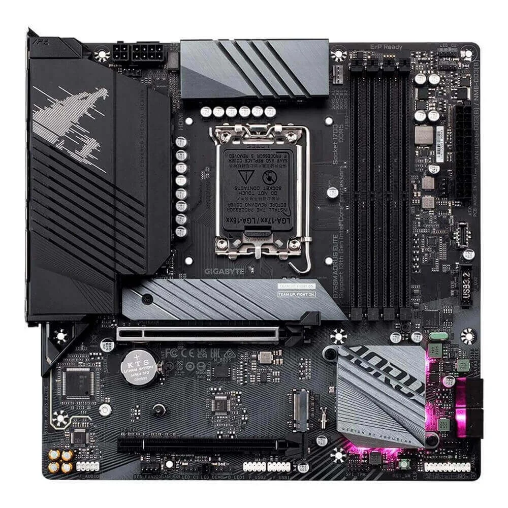 Placa Mãe Gigabyte B760m Aorus Elite, Intel 13ª/12ª Geração, LGA 1700, DDR5, Micro ATX Placa Mãe Gigabyte B760m Aorus Elite, Intel 13ª/12ª Geração, LGA 1700, DDR5, Micro ATX