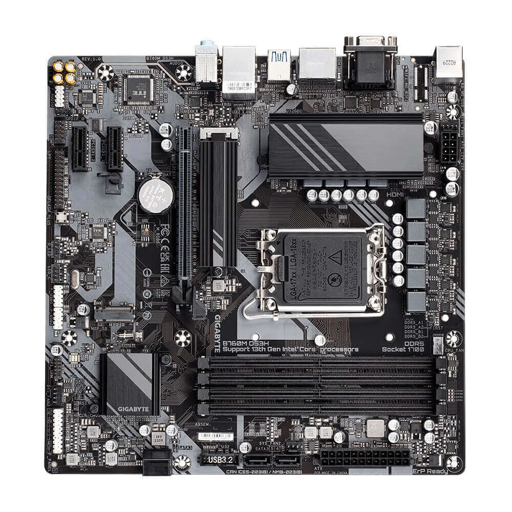 Placa-Mãe Gigabyte B760m DS3h, DDR5, LGA1700, Micro ATX