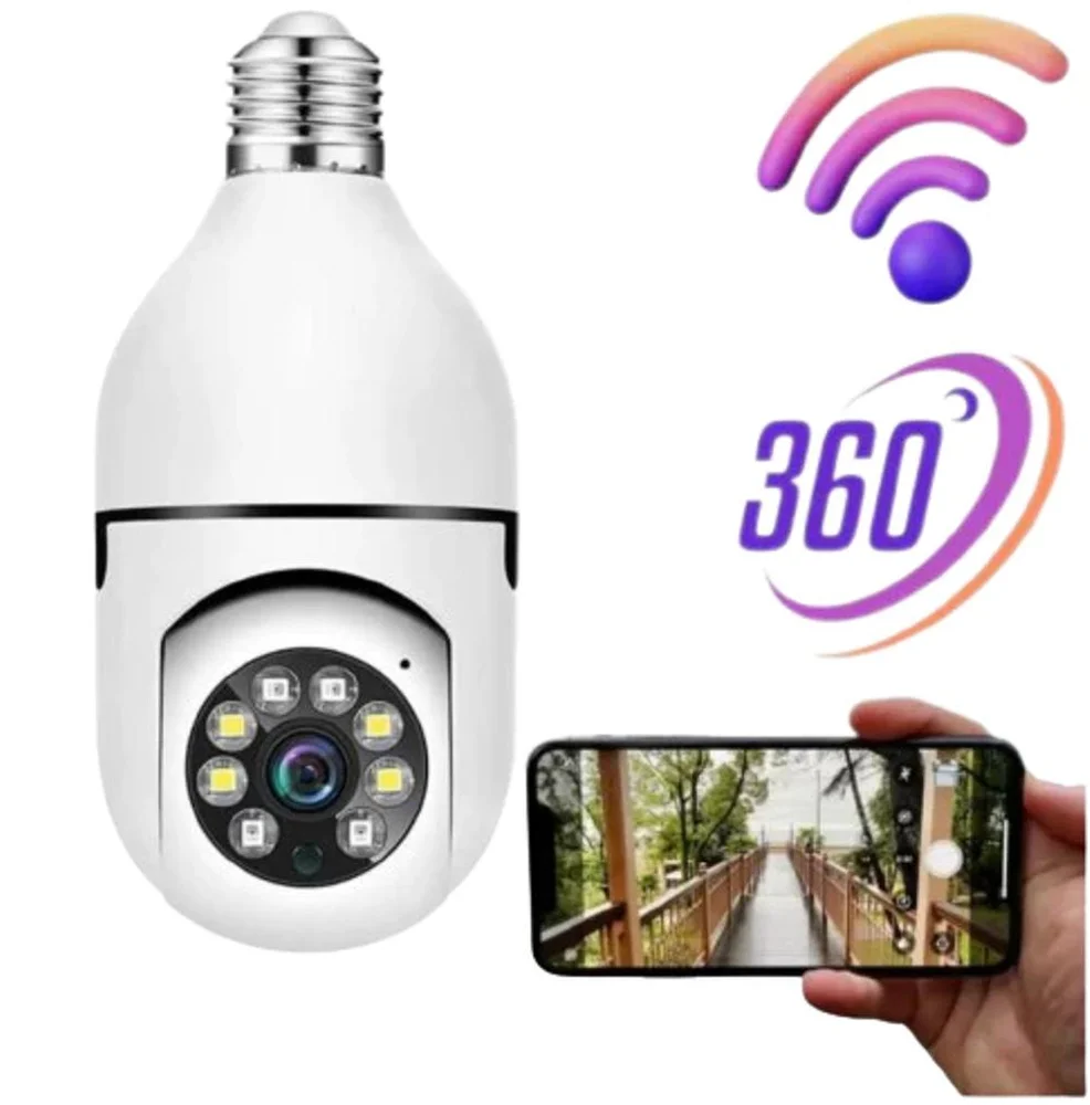 Câmera De Segurança Ip, Lâmpada Panorâmica 360º