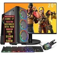 Pc Gamer Completo 3green Fps Intel Core I7, 16GB RAM, Placa De Vídeo Geforce GTX 4GB, SSD 512GB, Monitor 20 Polegadas, 75hz, Fonte 500w, 3gf-040