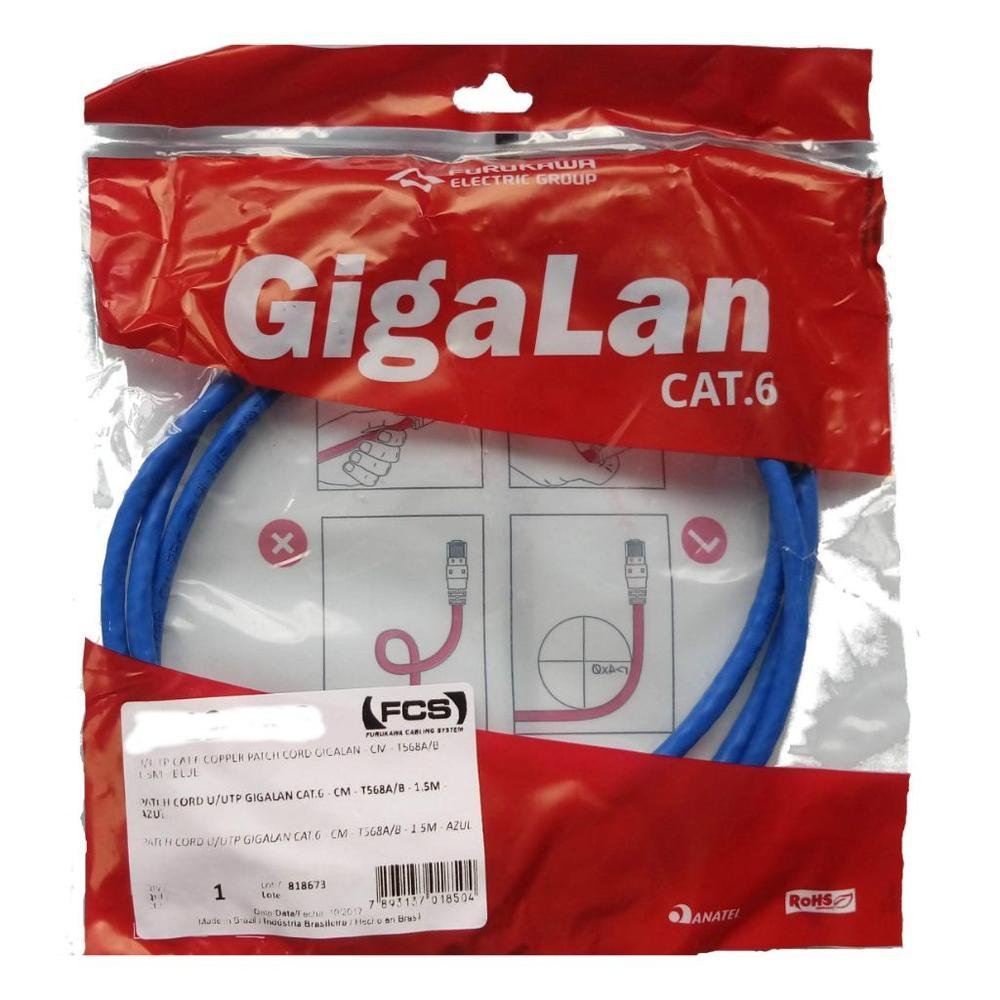 けーにゃん Patch Cord Furukawa Cat6 Azul KaBuM