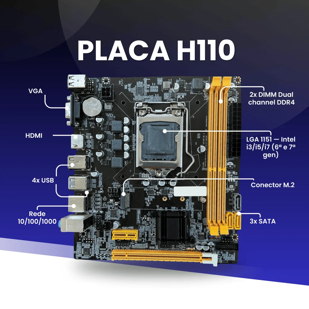 Kit Placa Me H110 Processador I7 7700 KaBuM