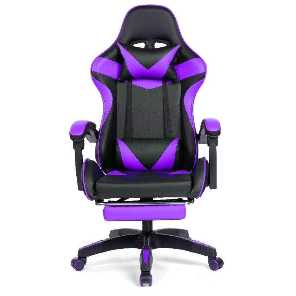 Cadeira Gamer Prizi JX-1039PU, Até 120Kg, Ajustável, Com Almofadas, Roxa