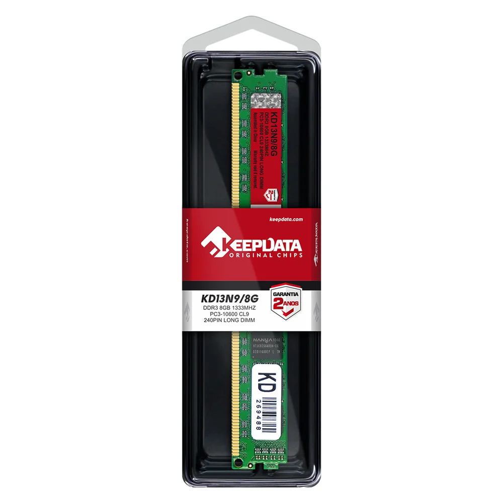 Memória Keepdata, 8GB, 1333MHz, DDR3, Para Desktop - Kd13n9/8g Memória Keepdata, 8GB, 1333MHz, DDR3, Para Desktop - Kd13n9/8g