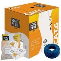 50 Metros De Cabo+25 Conector Rj45 Cat6 Furukawa Sohoplus - Azul