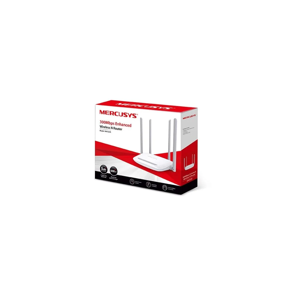 Roteador Wireless Mercusys Mw325r, 300MBps, 4 Antenas, 5dbi Roteador Wireless Mercusys Mw325r, 300MBps, 4 Antenas, 5dbi