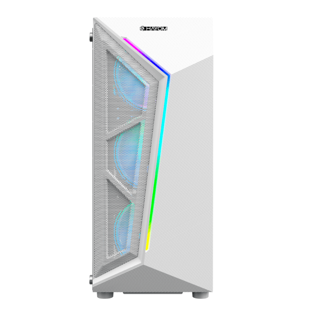 Gabinete Hayom Gamer Gb1733, Branco, 4 Fans RGB, Vidro Lateral