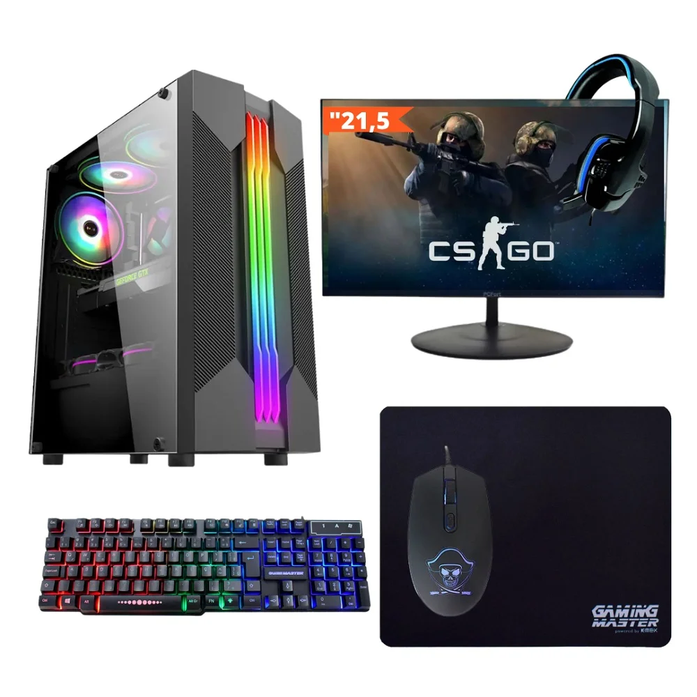 PC Gamer Balão.info Intel Core I7 WIFI, SSD 480GB, 16GB, VGA Gt730 4GB, Windows 10 Pro Trial, Teclado/mouse, Mouse Pad, Head Monitor 21.5 Polegadas