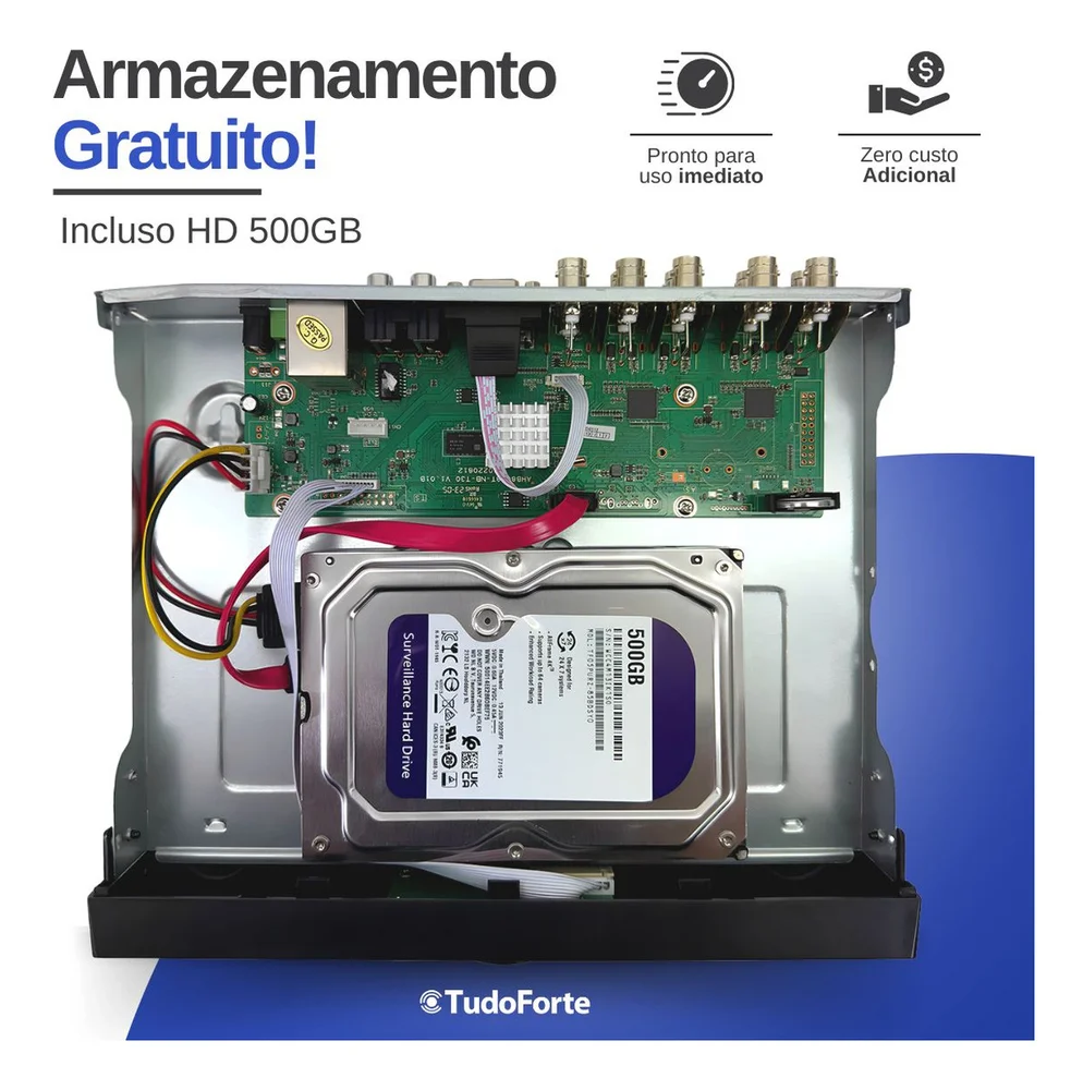 Kit 6 Câmeras Intelbras Tf 1220b, Full Hd 1080p, Com Visão Noturna 20m, Proteção Ip66 + Dvr Gravador Intelbras Mhdx 3008-c, 8 Canais + Hd 500gb