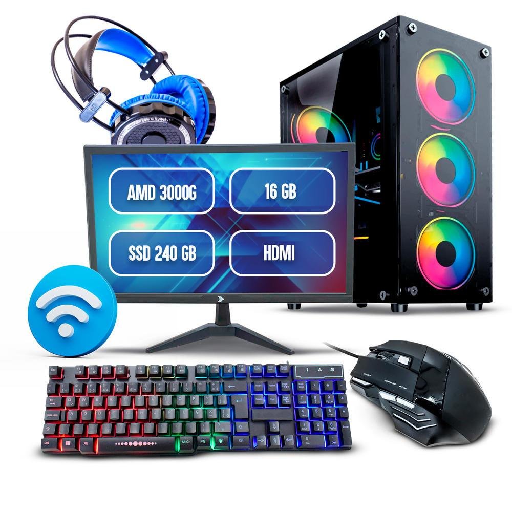 Pc Gamer Completo AMD Athlon 16GB SSD 240GB KaBuM