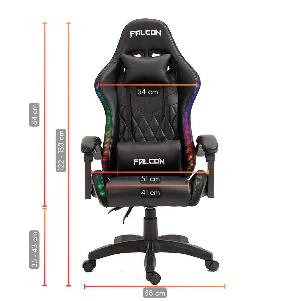 Cadeira Gamer Falcon, RGB, Com inclinação multifuncional até 130Kg - jx-1039rgb Cadeira Gamer Falcon, RGB, Com inclinação multifuncional até 130Kg - jx-1039rgb